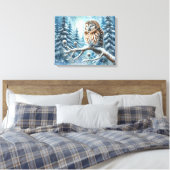 Bosuil Serene Winter Bos Wildlife Canvas Afdruk (Insitu (Slaapkamer))