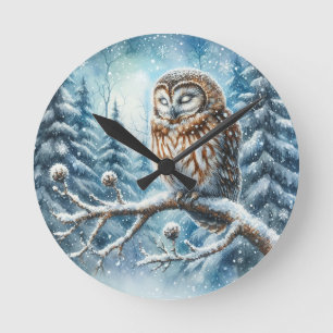 Bosuil Serene Winter Woud Natuur Ronde Klok