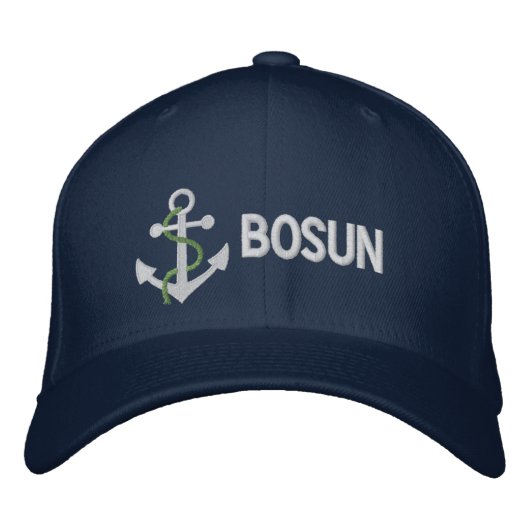 BOSUN Jacht Geborduurde Pet Blauw (Voorkant)