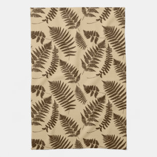 Bosvarenpatroon, beige en donkerbruin theedoek