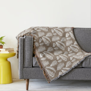 Bosvarenpatroon, taupe beige en wit deken