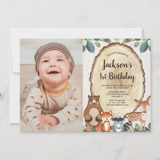 Bosvee Bosjongen 1 e verjaardag foto Kaart (Voorkant)