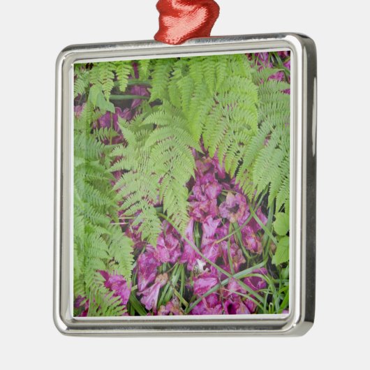 Bosvijvers met roze bloempitten op de grond metalen ornament (Links)