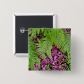 Bosvijvers met roze bloempitten op de grond vierkante button 5,1 cm (Voorkant /achterkant)