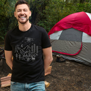 Bosvliegtuig Berg,Dennenboom,Retro,Landelijk T-shirt