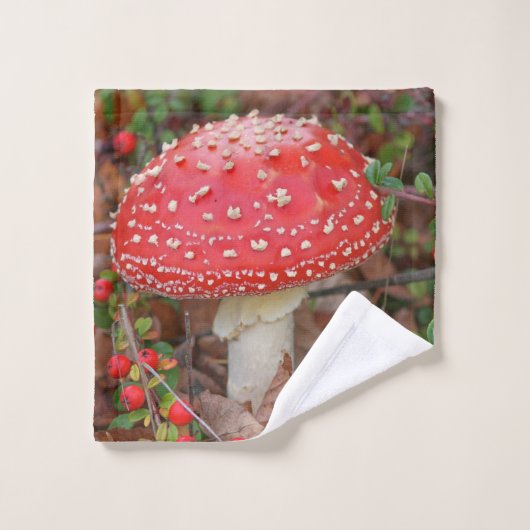 Bosvloerbedekking Rood Toadstool Roodbeerbeien Washandje (Wasdoekje)