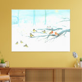 Bosvogels in de winter canvas afdruk (Insitu (Woonkamer))