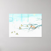 Bosvogels in de winter canvas afdruk (Voorkant)
