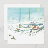 Bosvogels in de winter feestdagenkaart (Voorkant / Achterkant)