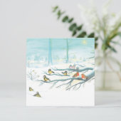 Bosvogels in de winter feestdagenkaart (Staand voorkant)