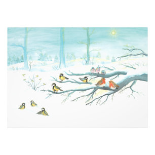 Bosvogels in de winter foto afdruk