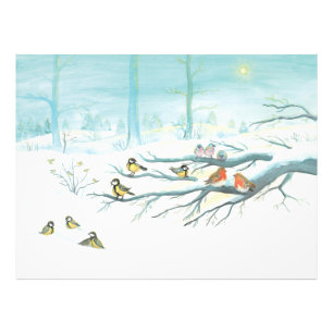 Bosvogels in de winter foto afdruk