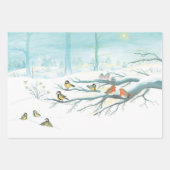 Bosvogels in de winter inpakpapier vel (Voorkant)