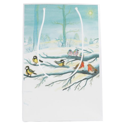 Bosvogels in de winter medium cadeauzakje (Voorkant)