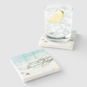 Bosvogels in de winter stenen onderzetter (Zijkant)