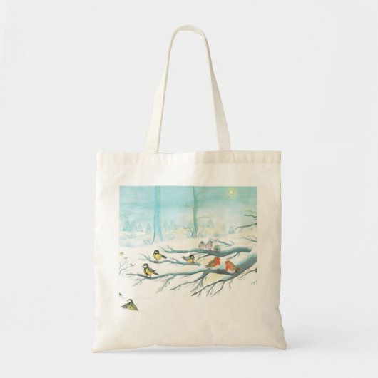 Bosvogels in de winter tote bag (Voorkant)