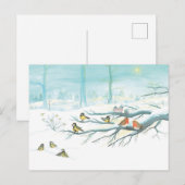 Bosvogels in de winter uitnodiging briefkaart (Voorkant / Achterkant)