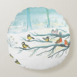 Bosvogels in de winter werpen kussen