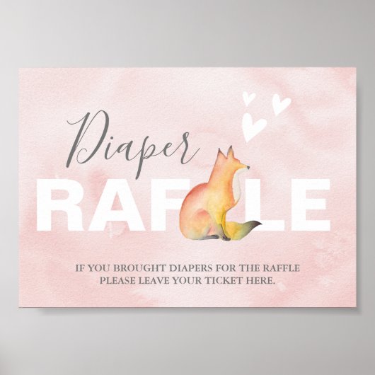 Bosvos Diaper Raffle Baby Shower Bord Poster (Voorkant)