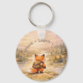 Bosvos Explorer Cute Watercolor School  Sleutelhanger (Achterkant)