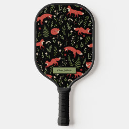 Bosvos Fox Botanisch Patroon Aangepaste Naam Pickleball Paddle