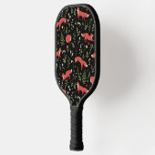 Bosvos Fox Botanisch Patroon Aangepaste Naam Pickleball Paddle (Links)