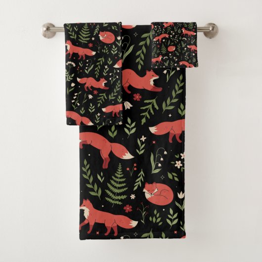 Bosvos Fox Botanisch Patroon Bad Handdoek (Insitu)