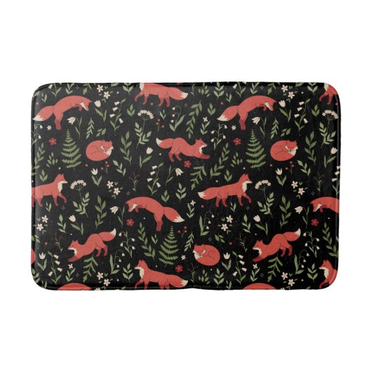 Bosvos Fox Botanisch Patroon Badmat (Voorkant)