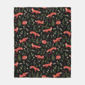 Bosvos Fox Botanisch Patroon Fleece Deken (Voorkant)
