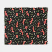 Bosvos Fox Botanisch Patroon Fleece Deken (Voorkant (Horizontaal))