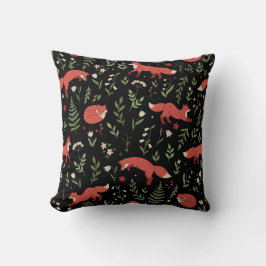 Bosvos Fox Botanisch Patroon Kussen