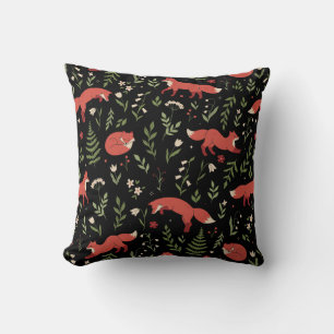 Bosvos Fox Botanisch Patroon Kussen