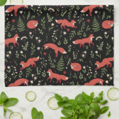 Bosvos Fox Botanisch Patroon Theedoek (Gevouwen)