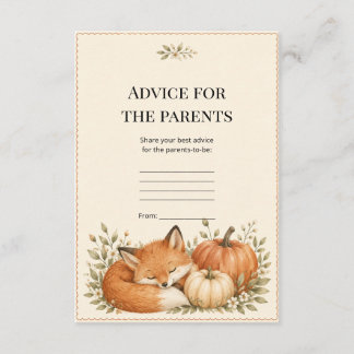 Bosvos Fox Pompoen Advies voor Ouders Baby Borrel Informatiekaartje
