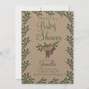 Bosvos Greenery Baby Shower Rustiek  Kaart