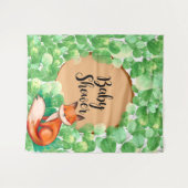 Bosvos Groene Baby Shower Achtergrond Wandkleed (Voorkant (horizontaal))