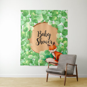 Bosvos Groene Baby Shower Achtergrond Wandkleed
