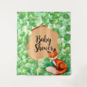 Bosvos Groene Baby Shower Achtergrond Wandkleed (Voorkant)
