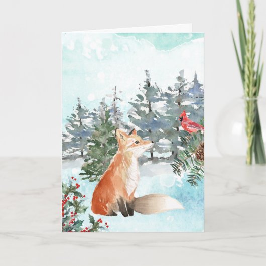 Bosvos Kerstmis Kaart (Voorkant)
