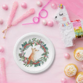 Bosvos Kerstmis Papieren Bordje (Feest)