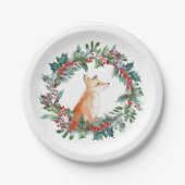 Bosvos Kerstmis Papieren Bordje (Voorkant)