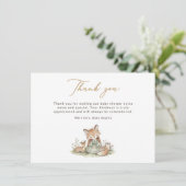 Bosvos meisje babyshower bedankkaart (Staand voorkant)