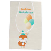 Bosvos met ballonnen medium cadeauzakje (Achterkant)