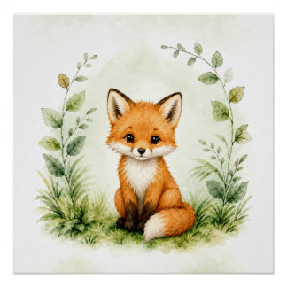 Bosvos Muur Kunst Natuur Poster
