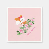 bosvos, schattige vos, roze, zoet, schattig, servet (Voorkant)