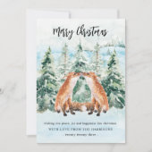 Bosvos Sneeuwbos Mooie Kerst Feestdagenkaart (Voorkant)