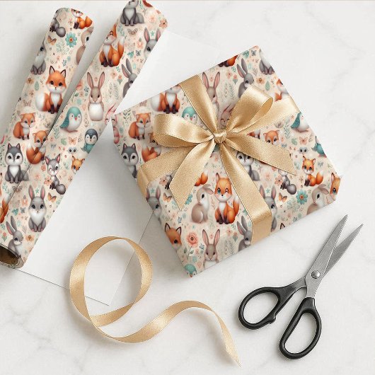 Bosvos Vos Konijn Aquarel Boho Cadeaupapier Papier