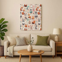Bosvos Vos Konijn Aquarel Boho Kinderkamer Canvas