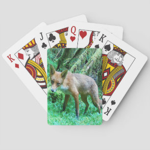 Bosvos Welp Bos Mos Groen Natuur Wilde Dieren Pokerkaarten