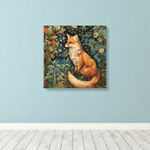  bosvos William Morris geïnspireerd plantkunde Canvas Afdruk (Insitu (Houten vloer))